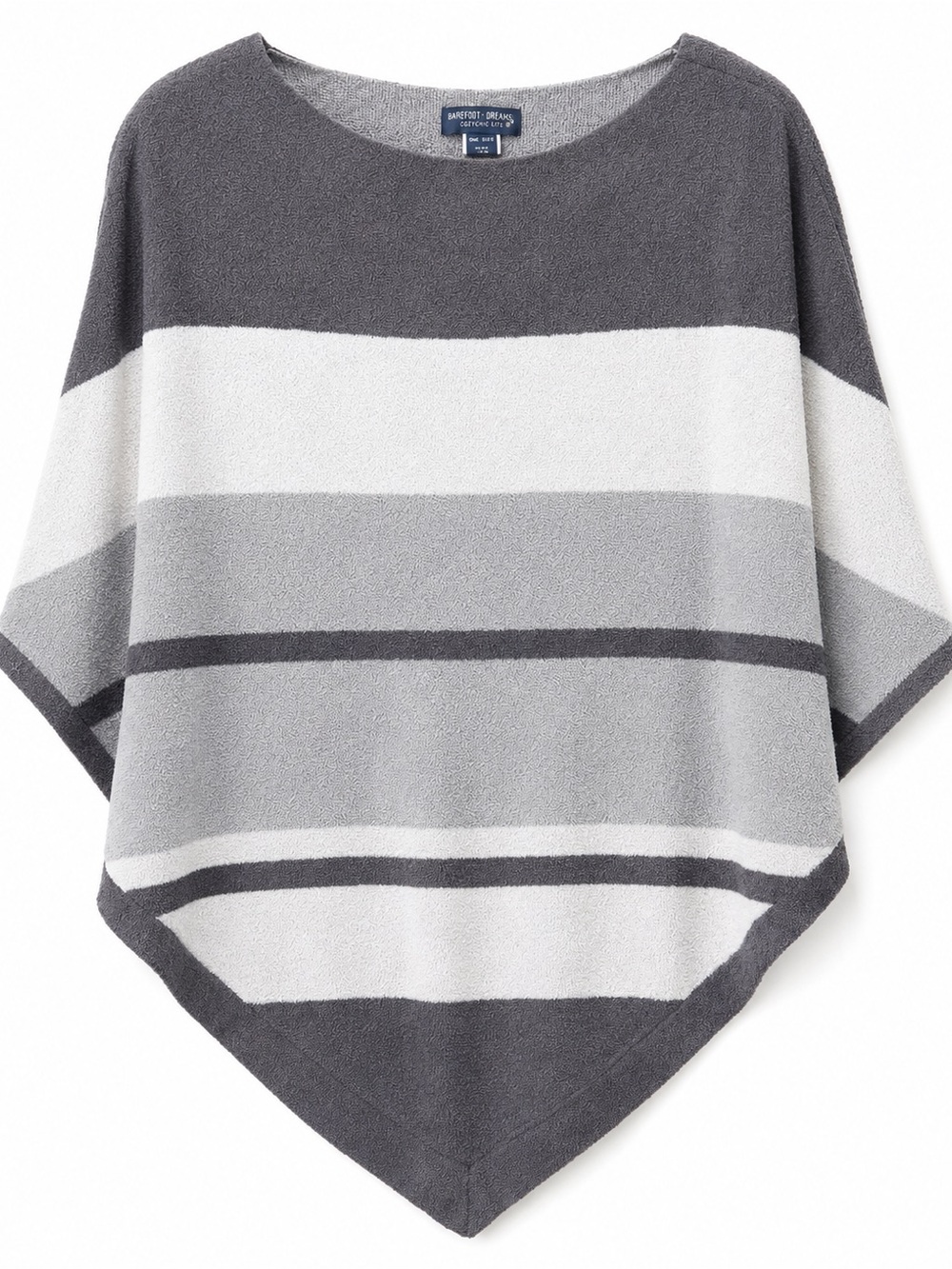 Barefoot Dreams Gray and White Striped Poncho